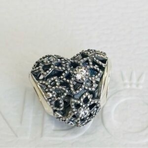 Pandora Filigree Heart Charm with Sparkling Crystals